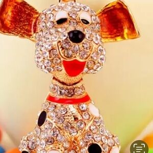 Sparkling Crystal Bobble Head Dog Bag Charm or Keychain